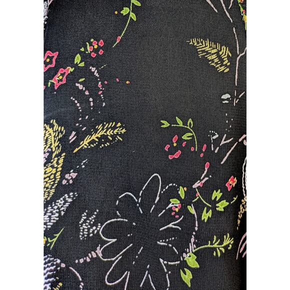 VTG Orvis A-Line Skirt Size XL Black Red White Floral Sheer Flowy Dressy Career - Picture 2 of 9